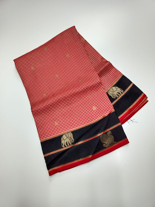FANCY KANCHIVARAM CHEQUES SAREE