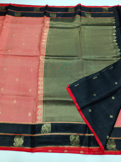 FANCY KANCHIVARAM CHEQUES SAREE