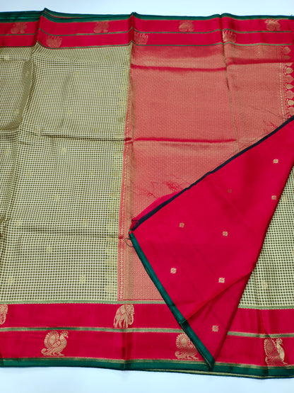 FANCY KANCHIVARAM CHEQUES SAREE
