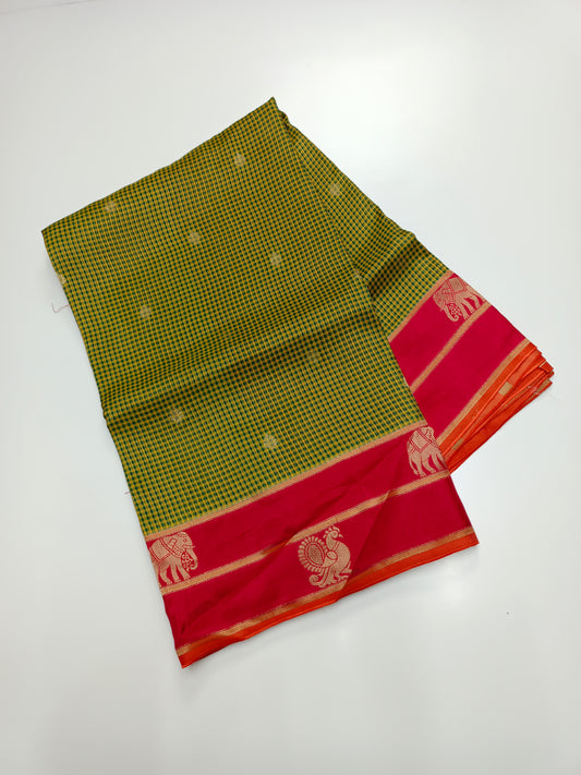 FANCY KANCHIVARAM CHEQUES SAREE