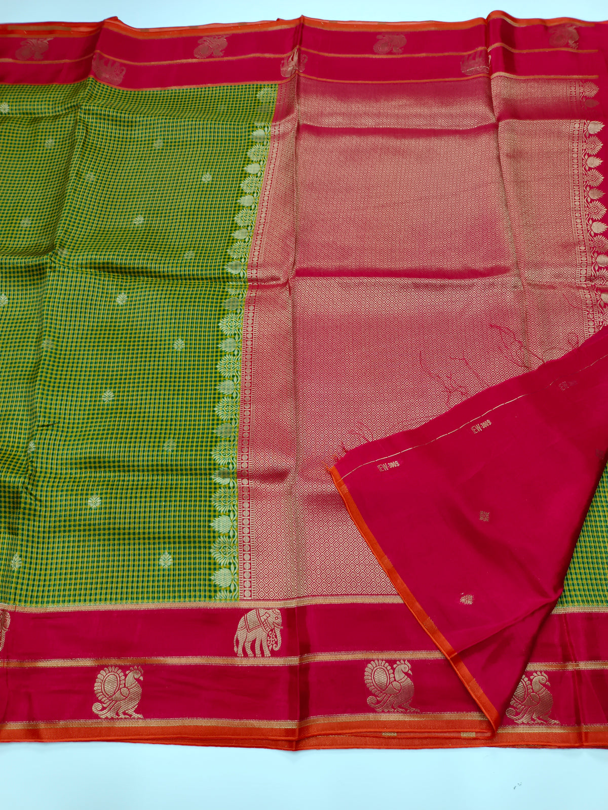 FANCY KANCHIVARAM CHEQUES SAREE