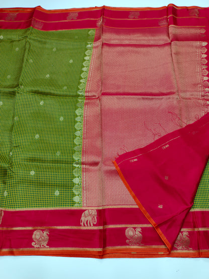 FANCY KANCHIVARAM CHEQUES SAREE