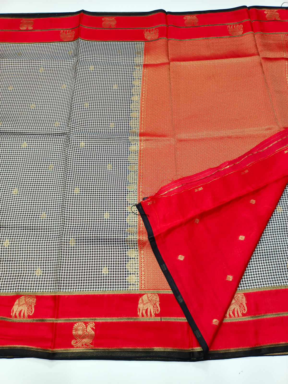 FANCY KANCHIVARAM CHEQUES SAREE