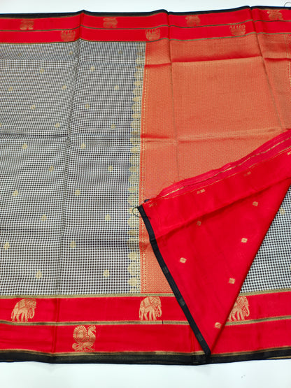 FANCY KANCHIVARAM CHEQUES SAREE