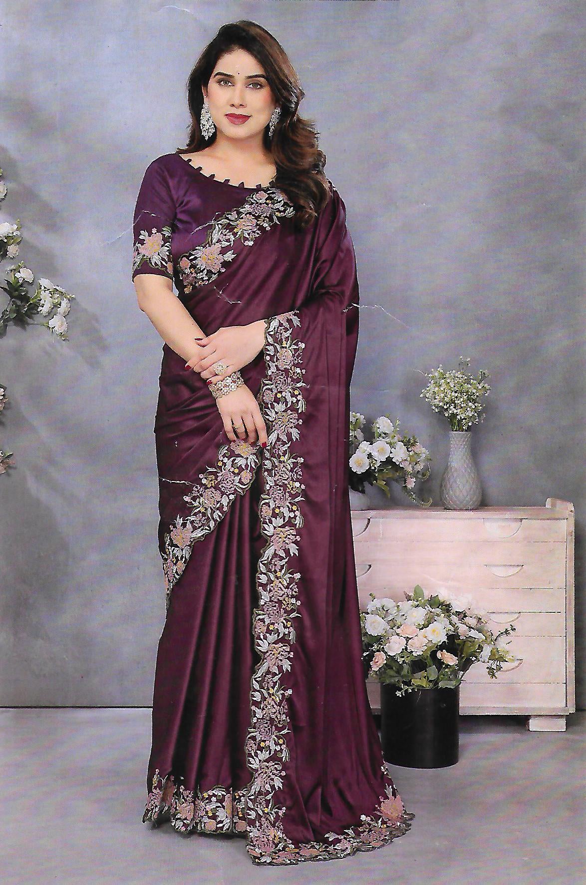 FANCY SATIN SAREE - B S CHANNABASAPPA & SONS