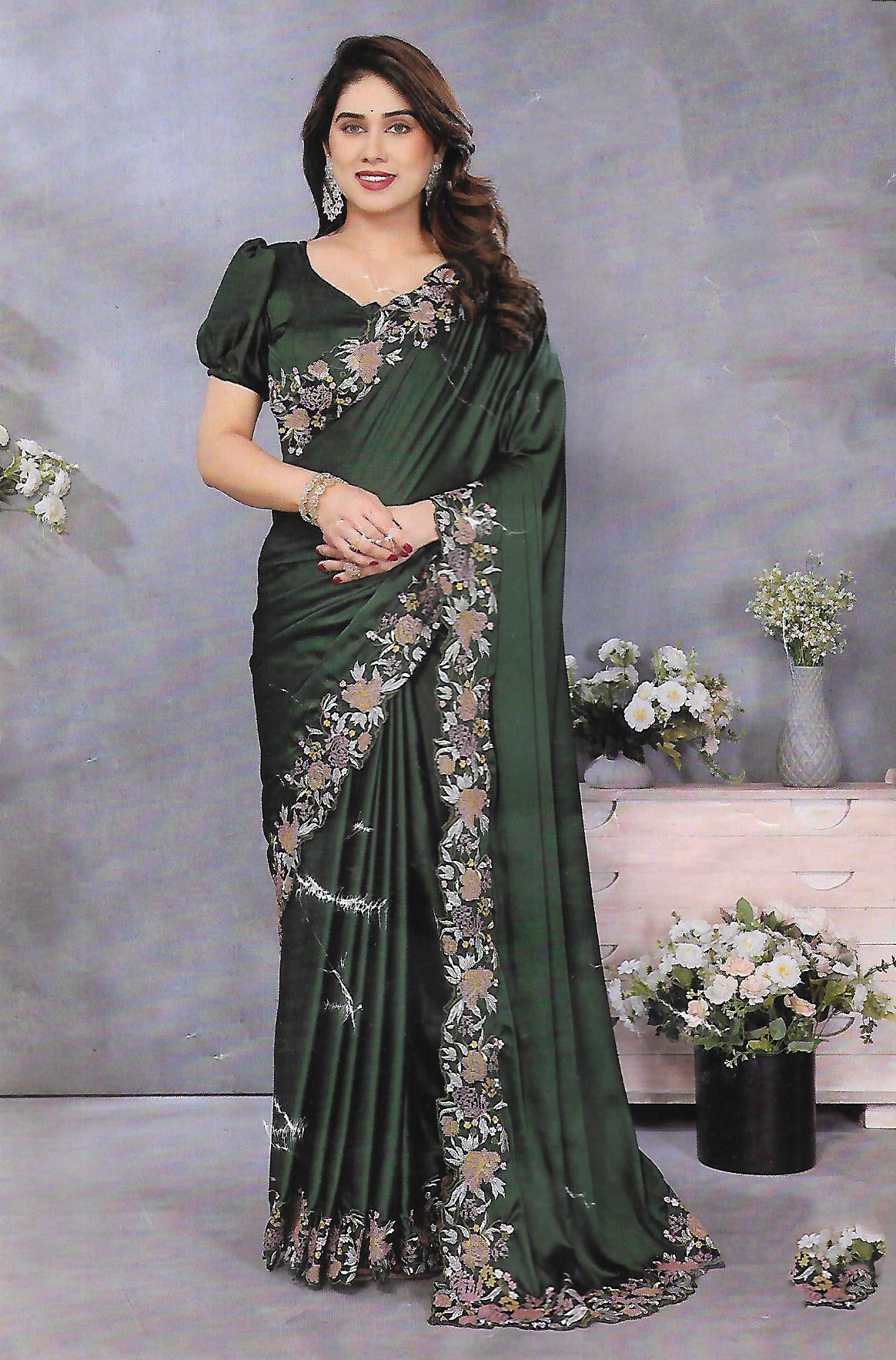 FANCY SATIN SAREE - B S CHANNABASAPPA & SONS
