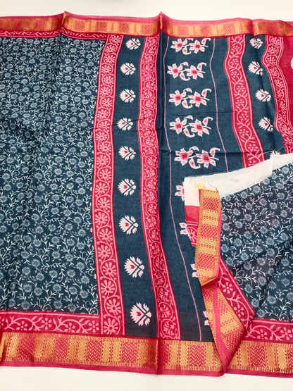 FANCY PRINTED JAIPUR COTTON SAREE