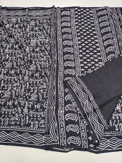 FANCY PRINTED JAIPUR COTTON SAREE