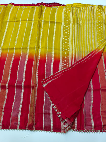 FANCY 2D SEMI CREPE CUTDANA WORK SAREE