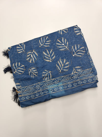 FANCY CHANDERI THREAD KANTHA WORK SAREE