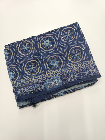 FANCY CHANDERI THREAD KANTHA WORK SAREE
