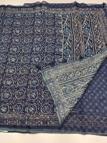 FANCY CHANDERI THREAD KANTHA WORK SAREE