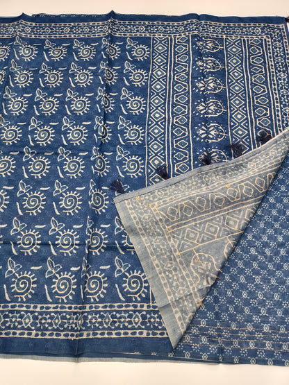 FANCY CHANDERI THREAD KANTHA WORK SAREE