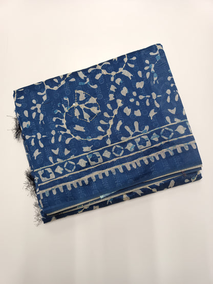 FANCY CHANDERI THREAD KANTHA WORK SAREE