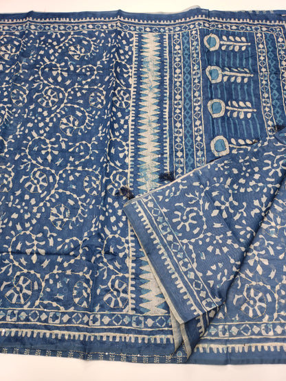 FANCY CHANDERI THREAD KANTHA WORK SAREE