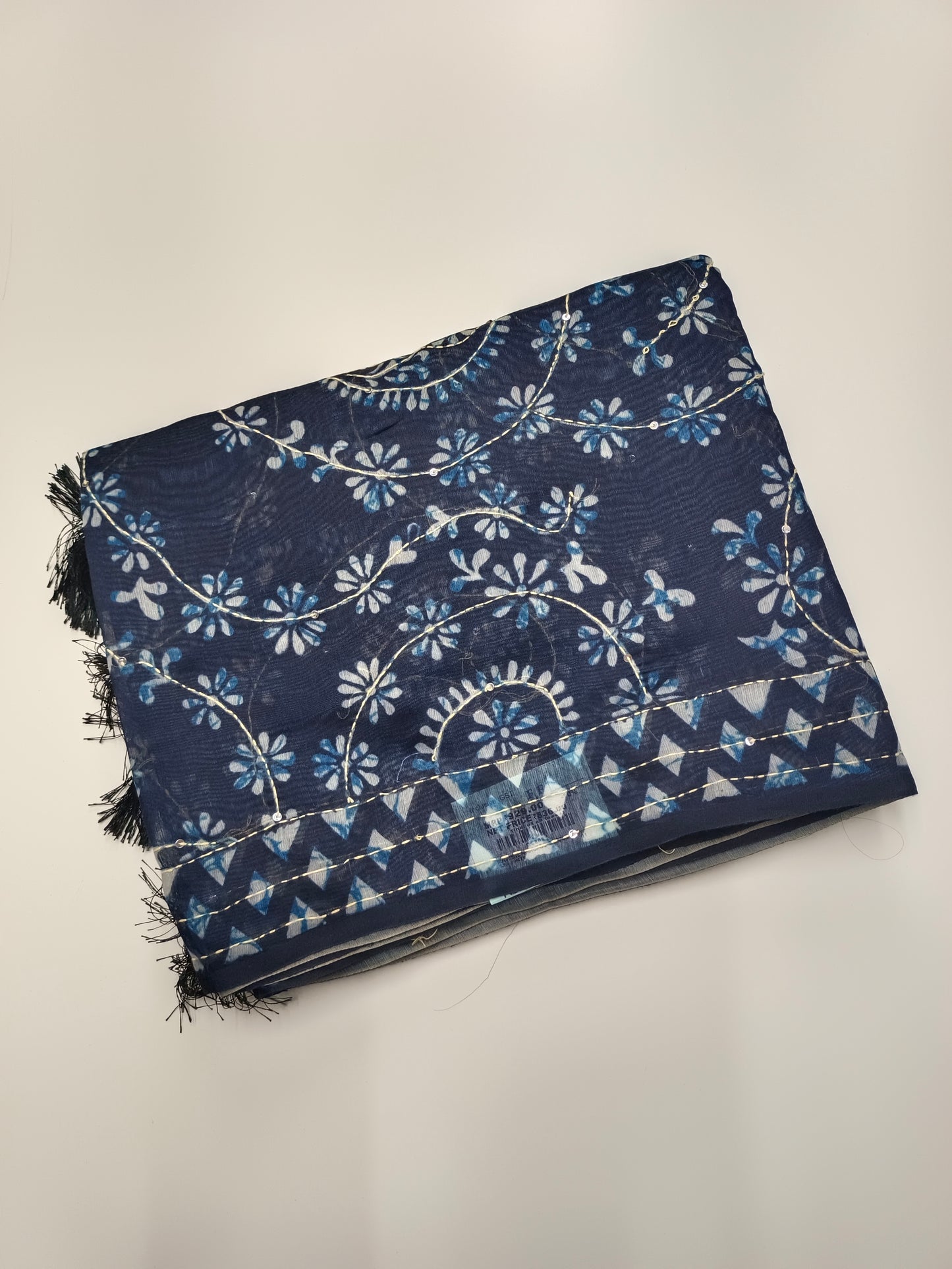 FANCY CHANDERI THREAD KANTHA WORK SAREE