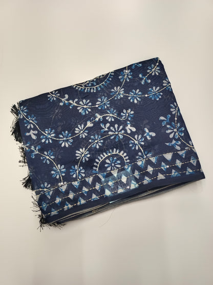 FANCY CHANDERI THREAD KANTHA WORK SAREE