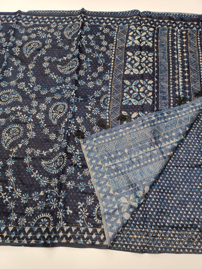 FANCY CHANDERI THREAD KANTHA WORK SAREE