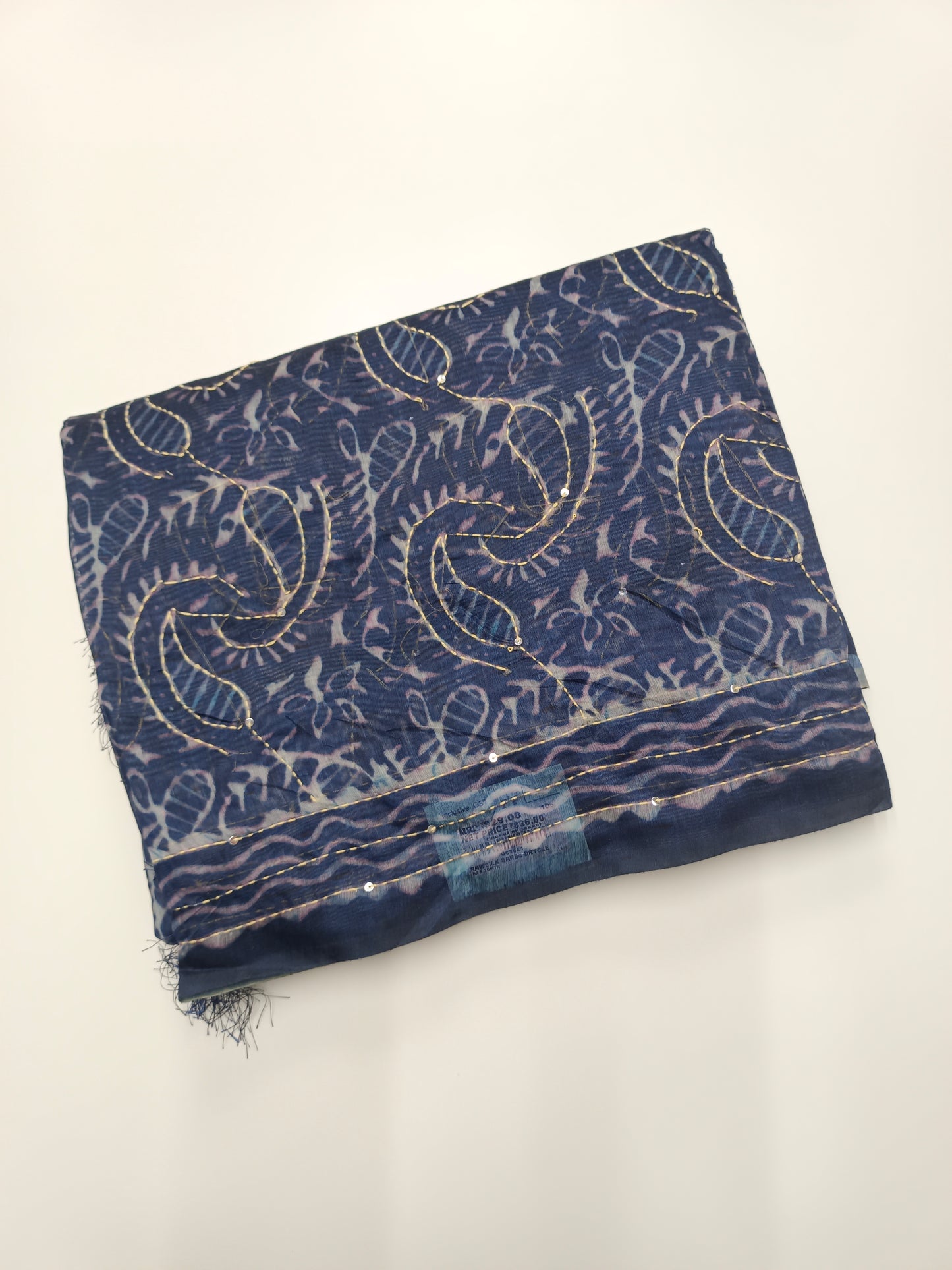 FANCY CHANDERI THREAD KANTHA WORK SAREE