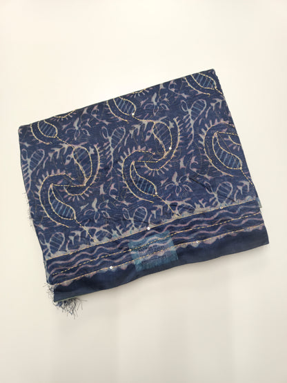 FANCY CHANDERI THREAD KANTHA WORK SAREE