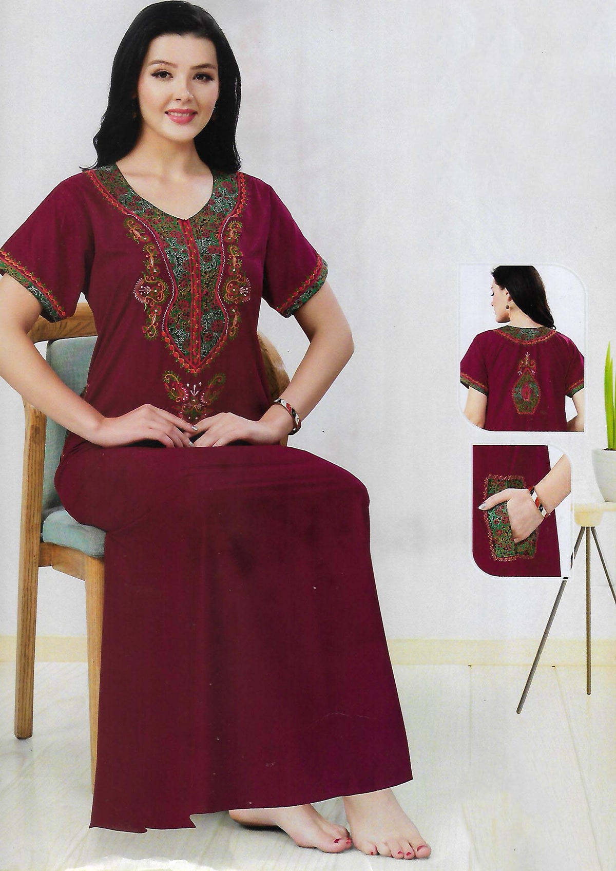 PREMIUM KASHMIRY NIGHTY WITH EMBROIDERY WORK