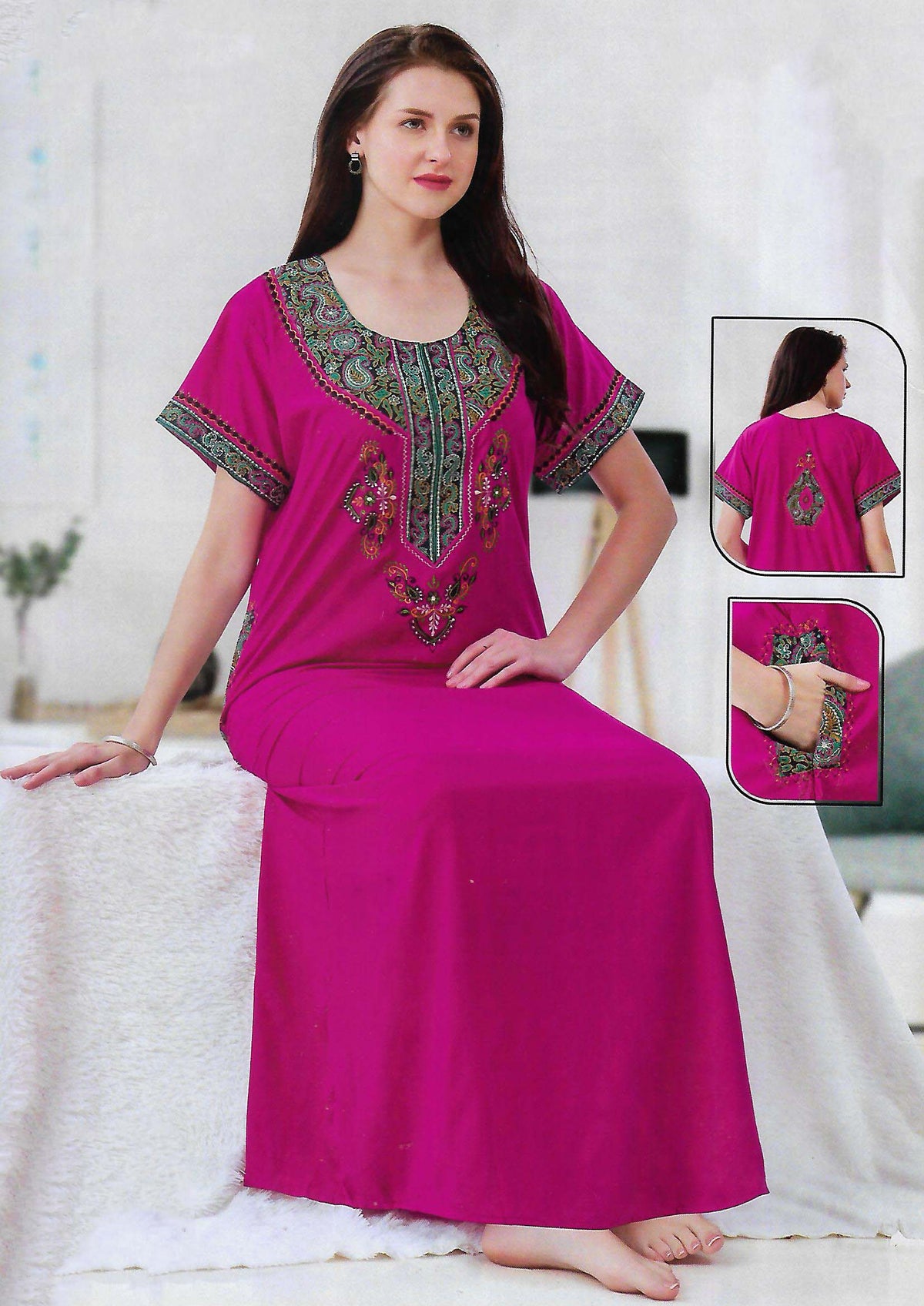 PREMIUM KASHMIRY NIGHTY WITH EMBROIDERY WORK