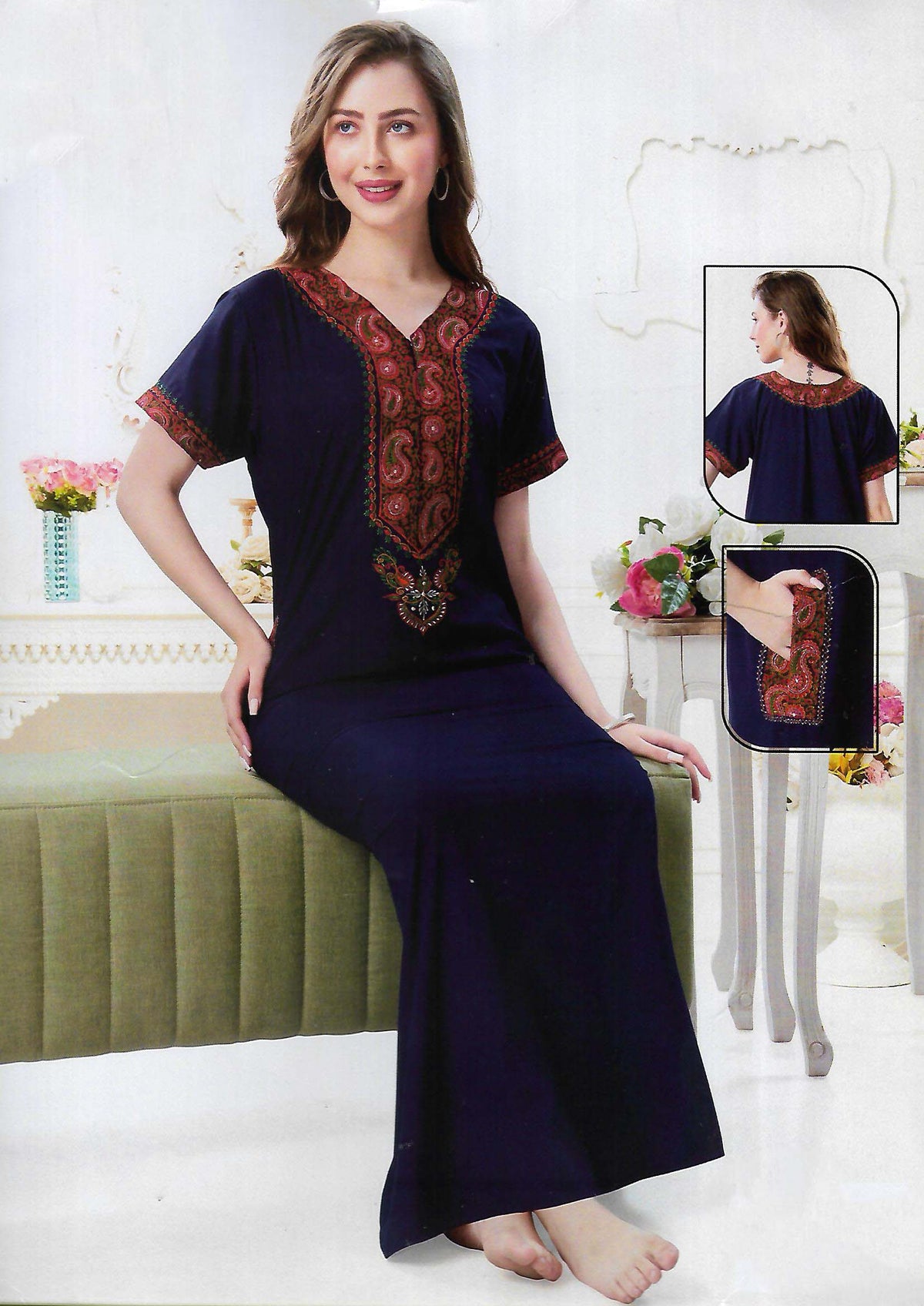 PREMIUM KASHMIRY NIGHTY WITH EMBROIDERY WORK