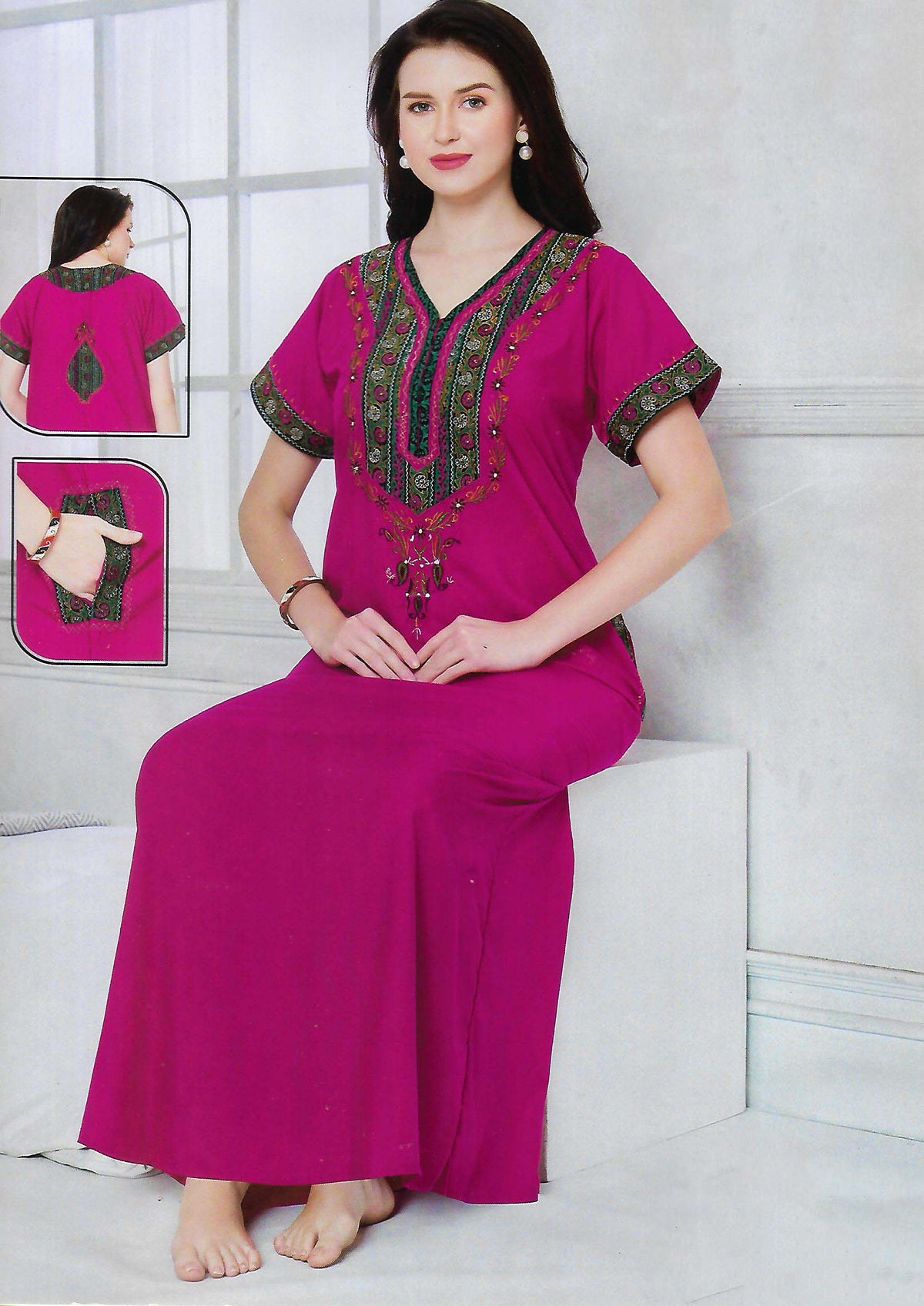 PREMIUM KASHMIRY NIGHTY WITH EMBROIDERY WORK