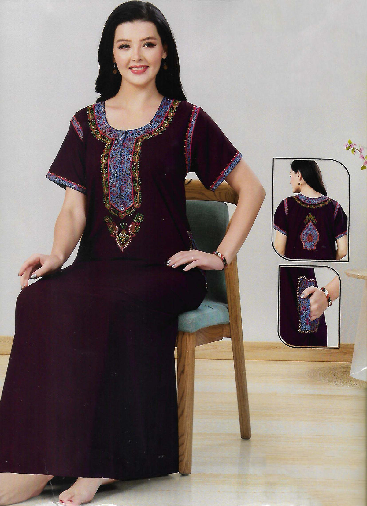 PREMIUM KASHMIRY NIGHTY WITH EMBROIDERY WORK
