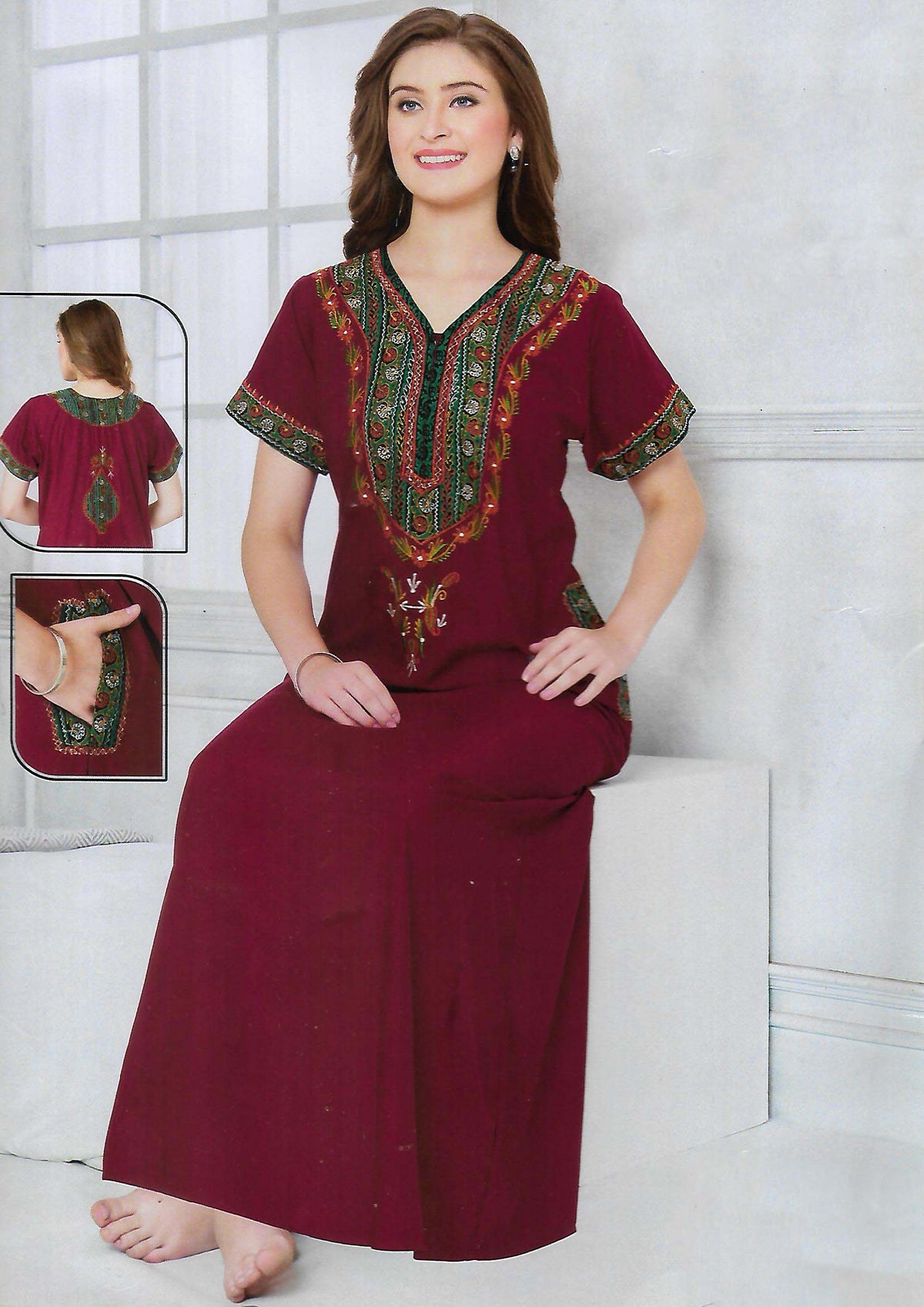 PREMIUM KASHMIRY NIGHTY WITH EMBROIDERY WORK