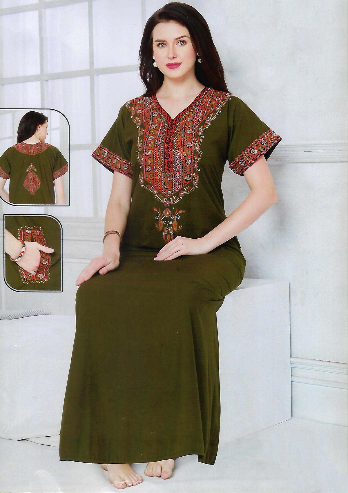 PREMIUM KASHMIRY NIGHTY WITH EMBROIDERY WORK