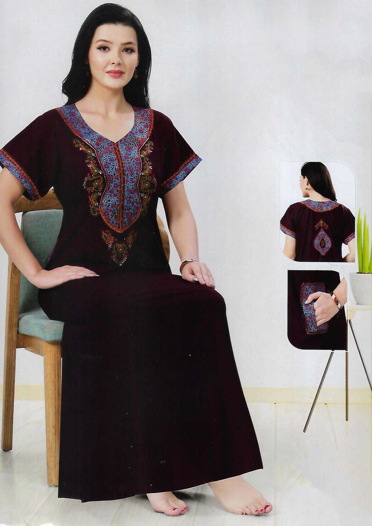 PREMIUM KASHMIRY NIGHTY WITH EMBROIDERY WORK