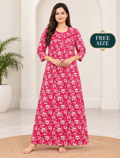 PURE COTTON LADIES NIGHTY (3/4 SLEEVES)