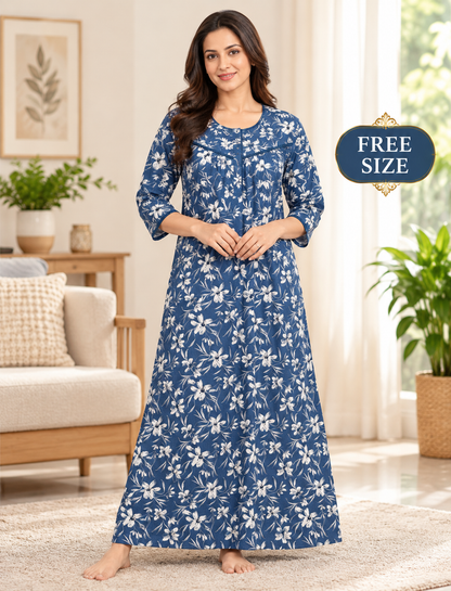 PURE COTTON LADIES NIGHTY (3/4 SLEEVES)