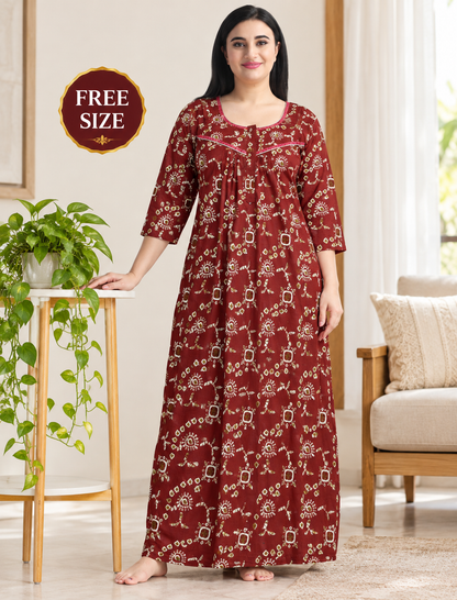 PURE COTTON LADIES NIGHTY (3/4 SLEEVES)