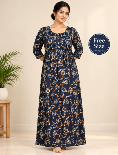 PURE COTTON LADIES NIGHTY (3/4 SLEEVES)