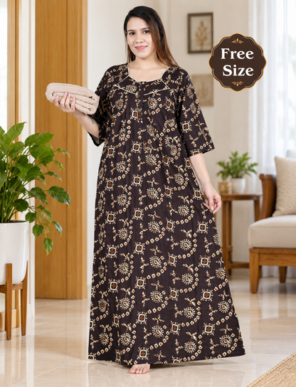 PURE COTTON LADIES NIGHTY (3/4 SLEEVES)